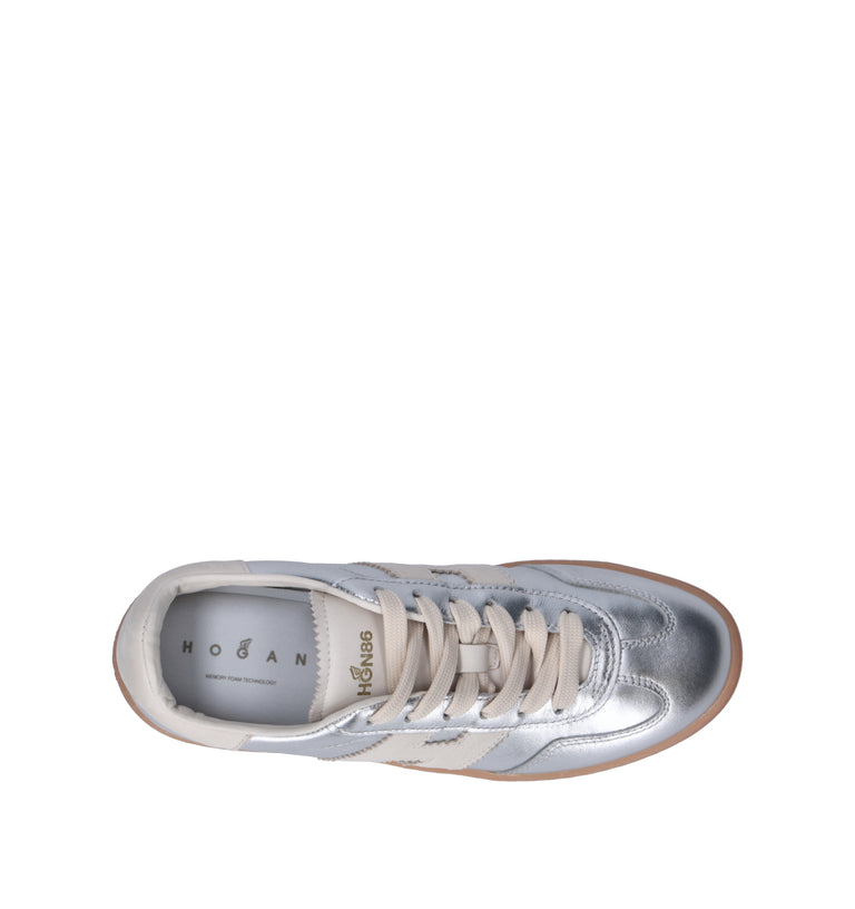 HOGAN COOL Sneaker donna argento in pelle