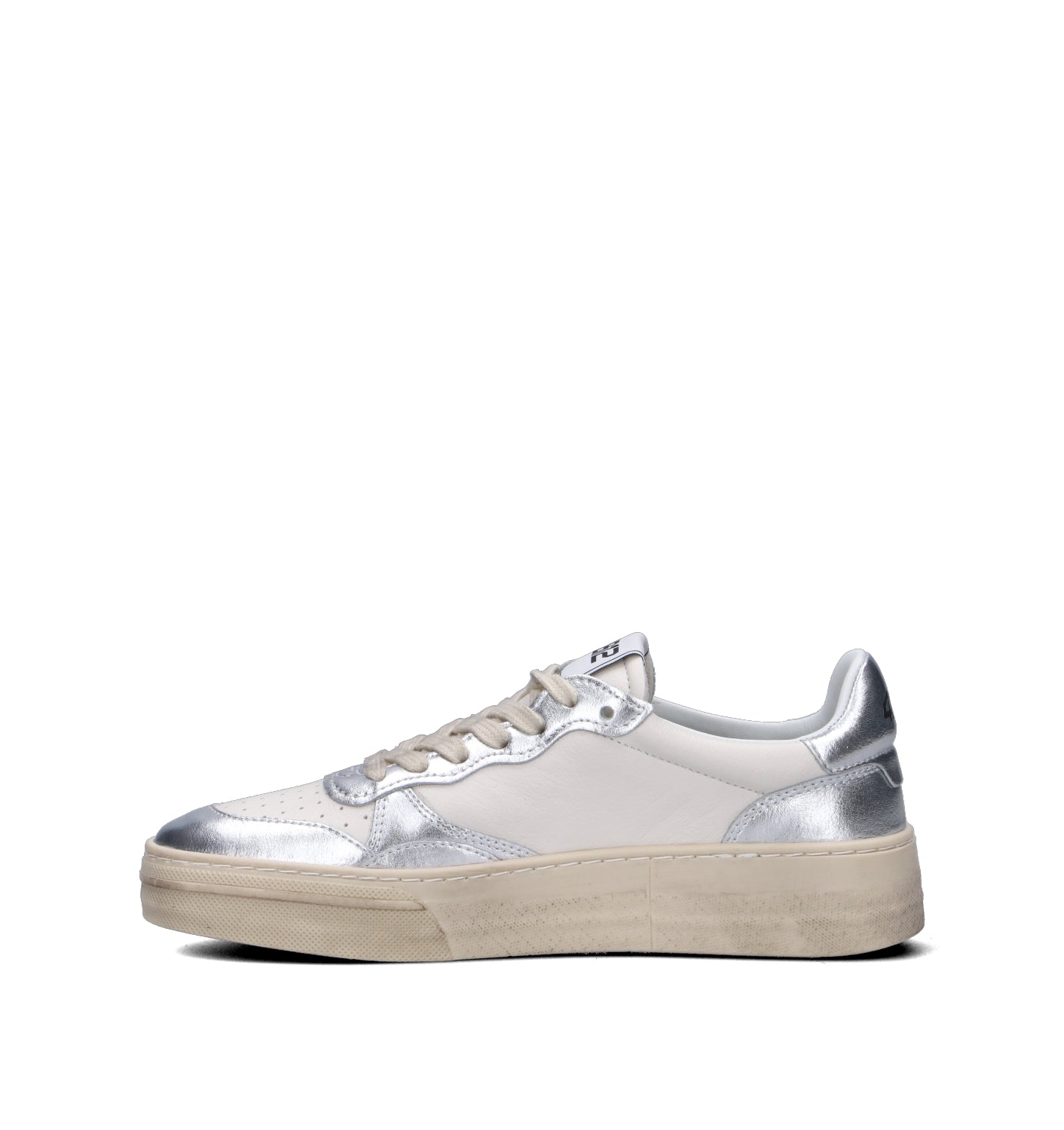 QUATTROBARRADODICI Sneaker donna bianca/argento in pelle