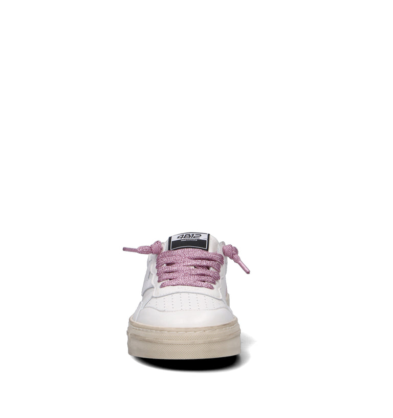 QUATTROBARRADODICI Sneaker donna bianca/rosa in pelle