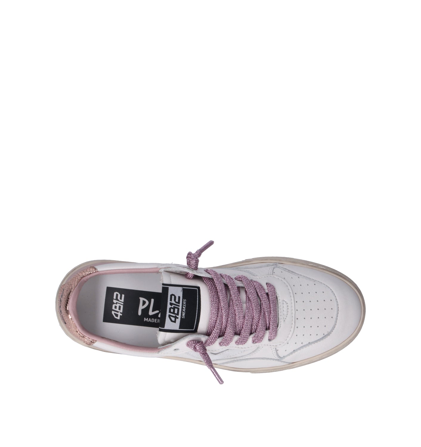 QUATTROBARRADODICI Sneaker donna bianca/rosa in pelle