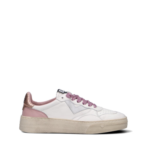 QUATTROBARRADODICI Sneaker donna bianca/rosa in pelle