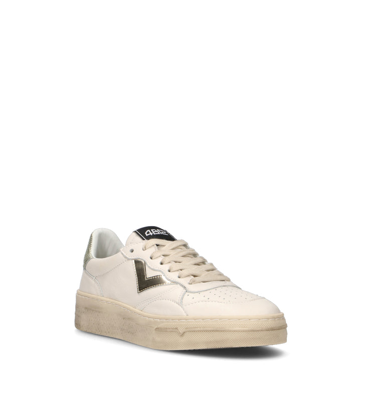 QUATTROBARRADODICI Sneaker donna bianca/oro in pelle