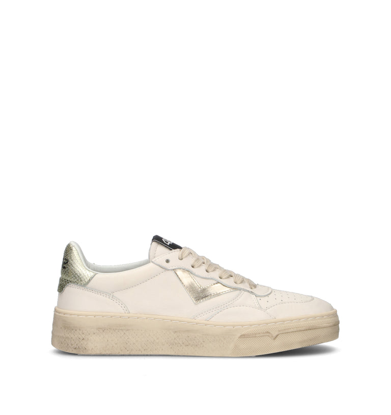 QUATTROBARRADODICI Sneaker donna bianca/oro in pelle