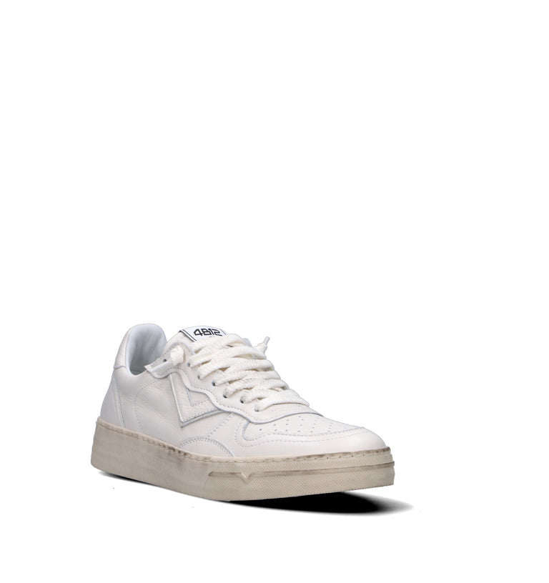 QUATTROBARRADODICI Sneaker uomo bianca in pelle