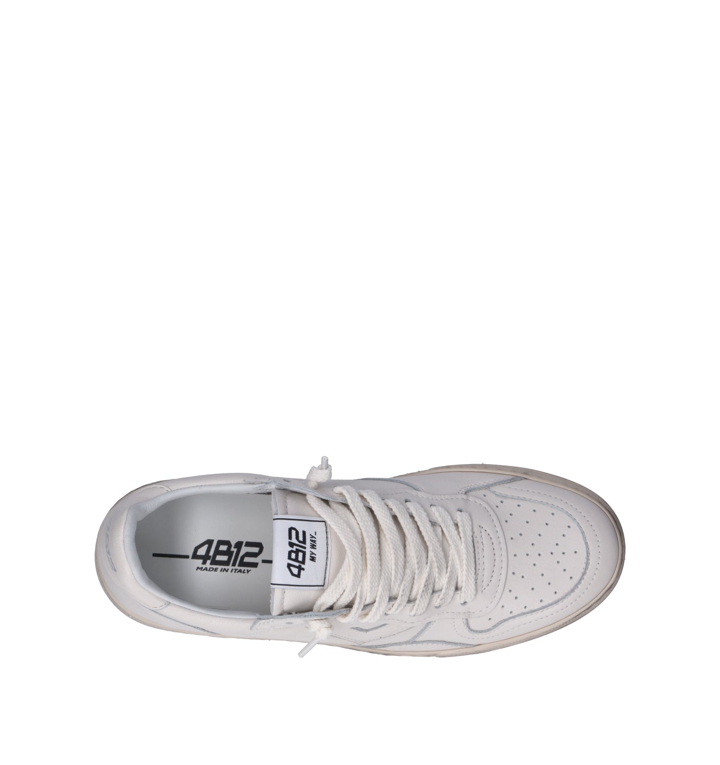QUATTROBARRADODICI Sneaker uomo bianca in pelle