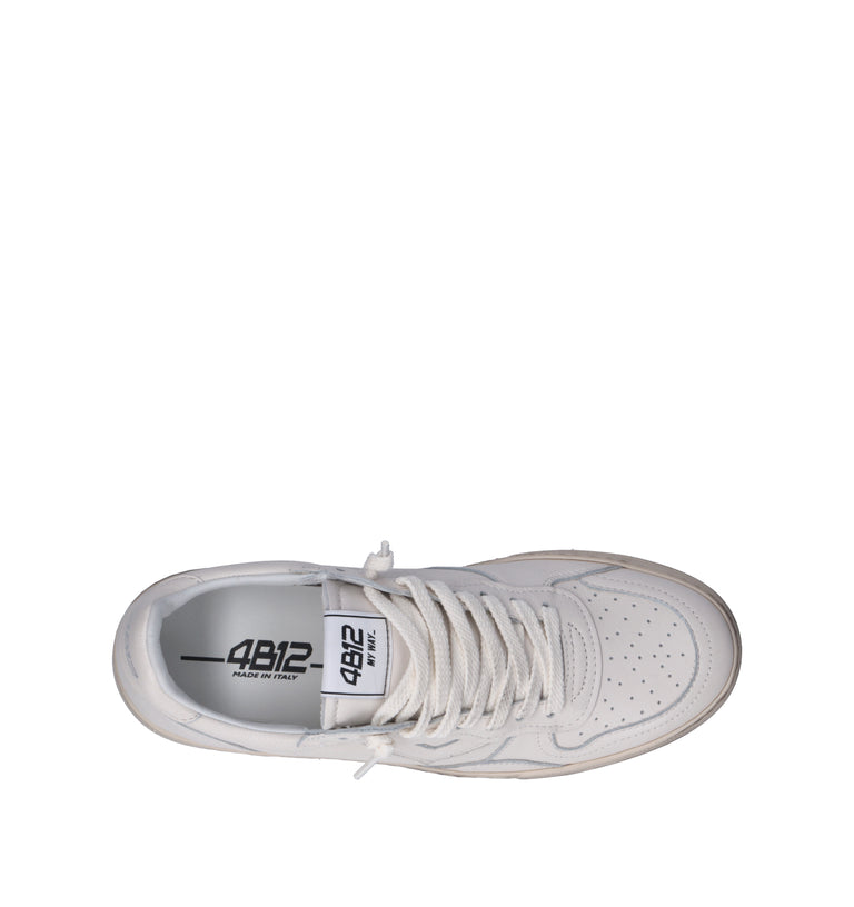 QUATTROBARRADODICI Sneaker uomo bianca in pelle
