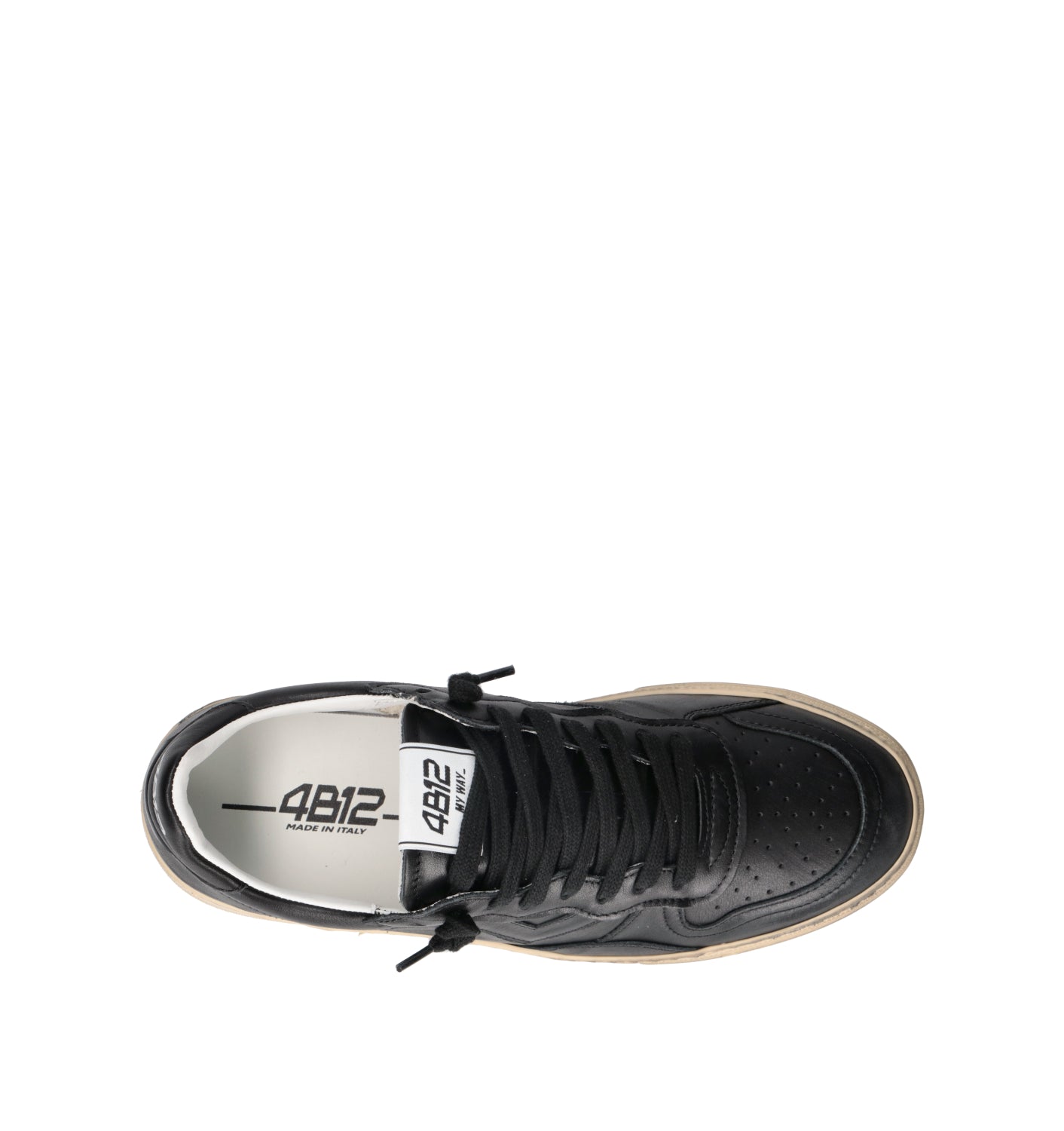 QUATTROBARRADODICI Sneaker uomo nera in pelle