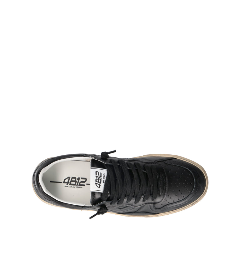 QUATTROBARRADODICI Sneaker uomo nera in pelle