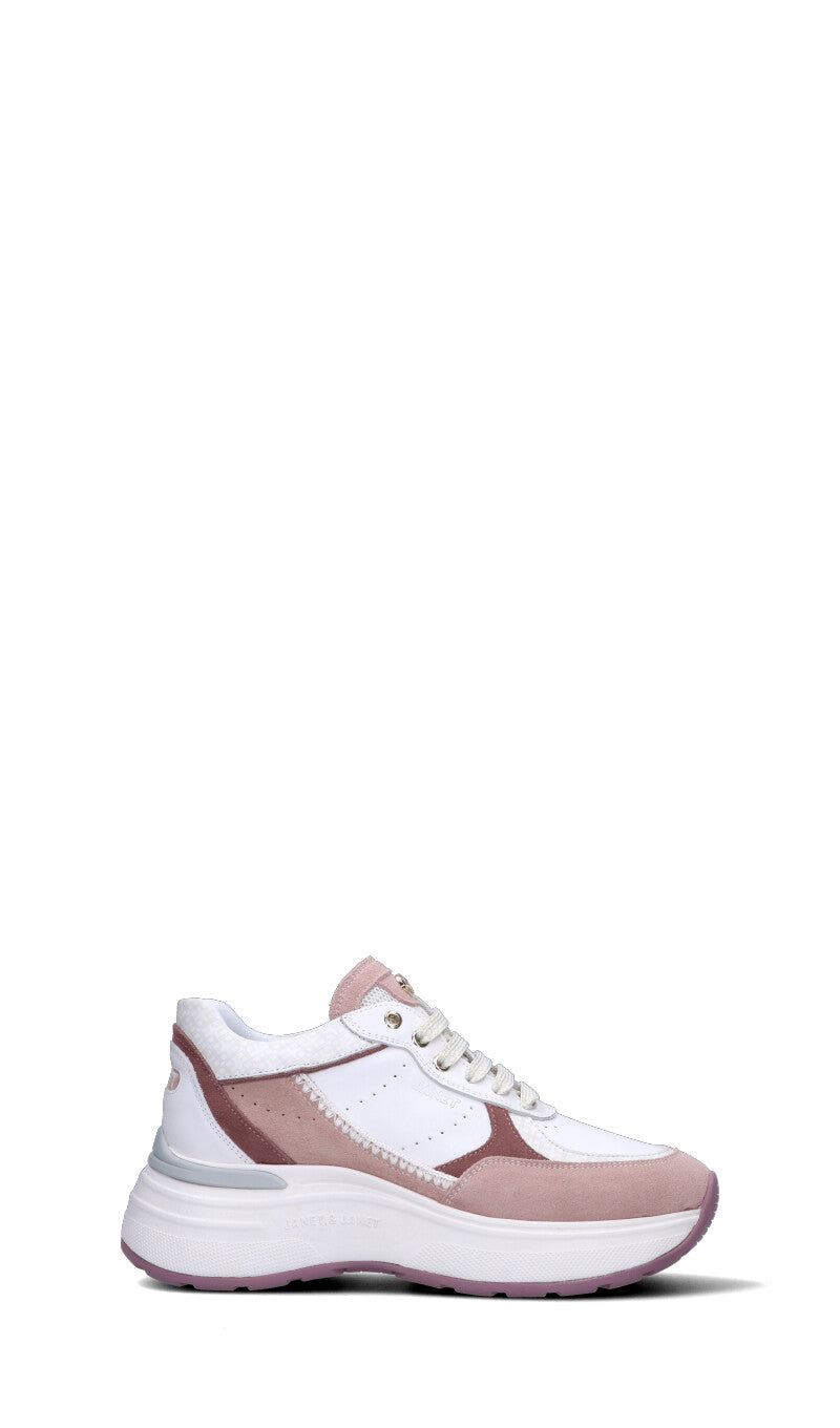 JANET&JANET Sneaker donna bianca/rosa in suede