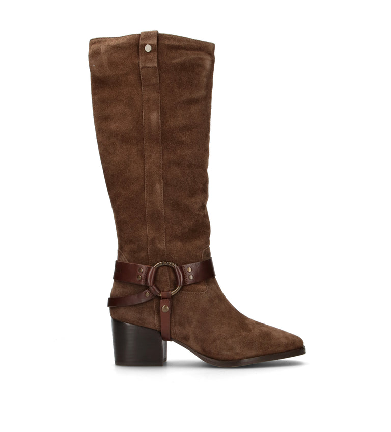 JANET&JANET Stivale donna marrone in suede