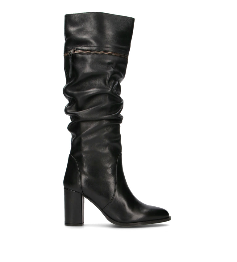 JANET&JANET Stivale donna nero in pelle