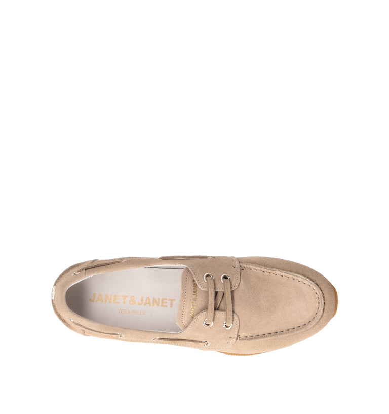 JANET&JANET Scarpa barca donna beige in suede