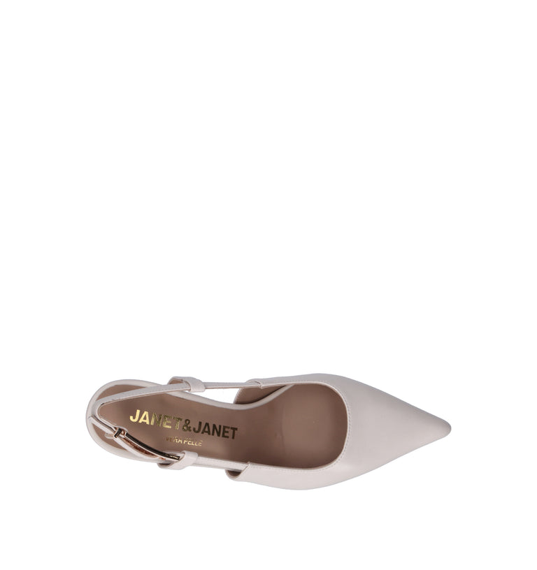 JANET&JANET Slingback donna beige in pelle