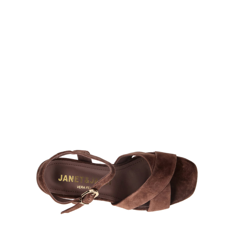 JANET&JANET Sandalo donna marrone in suede