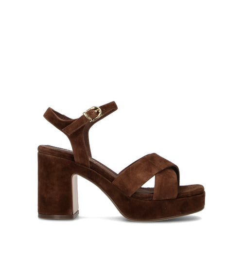 JANET&JANET Sandalo donna marrone in suede