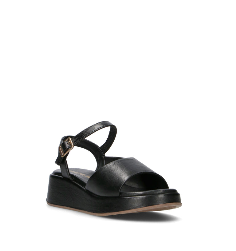 JANET&JANET Sandalo donna nero in pelle