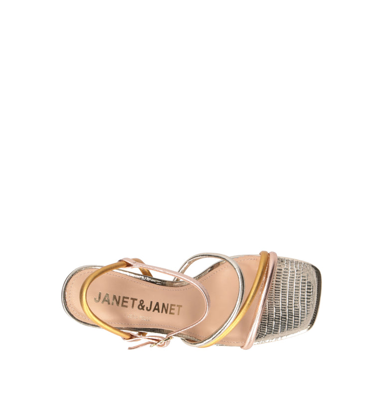 JANET&JANET Sandalo donna oro in pelle