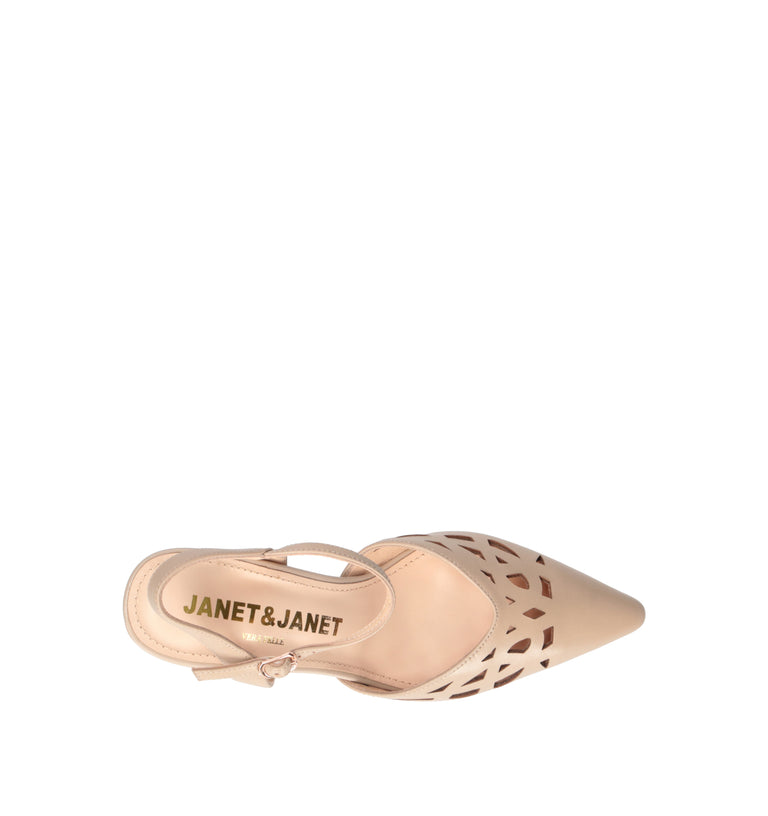 JANET&JANET Slingback donna beige in pelle
