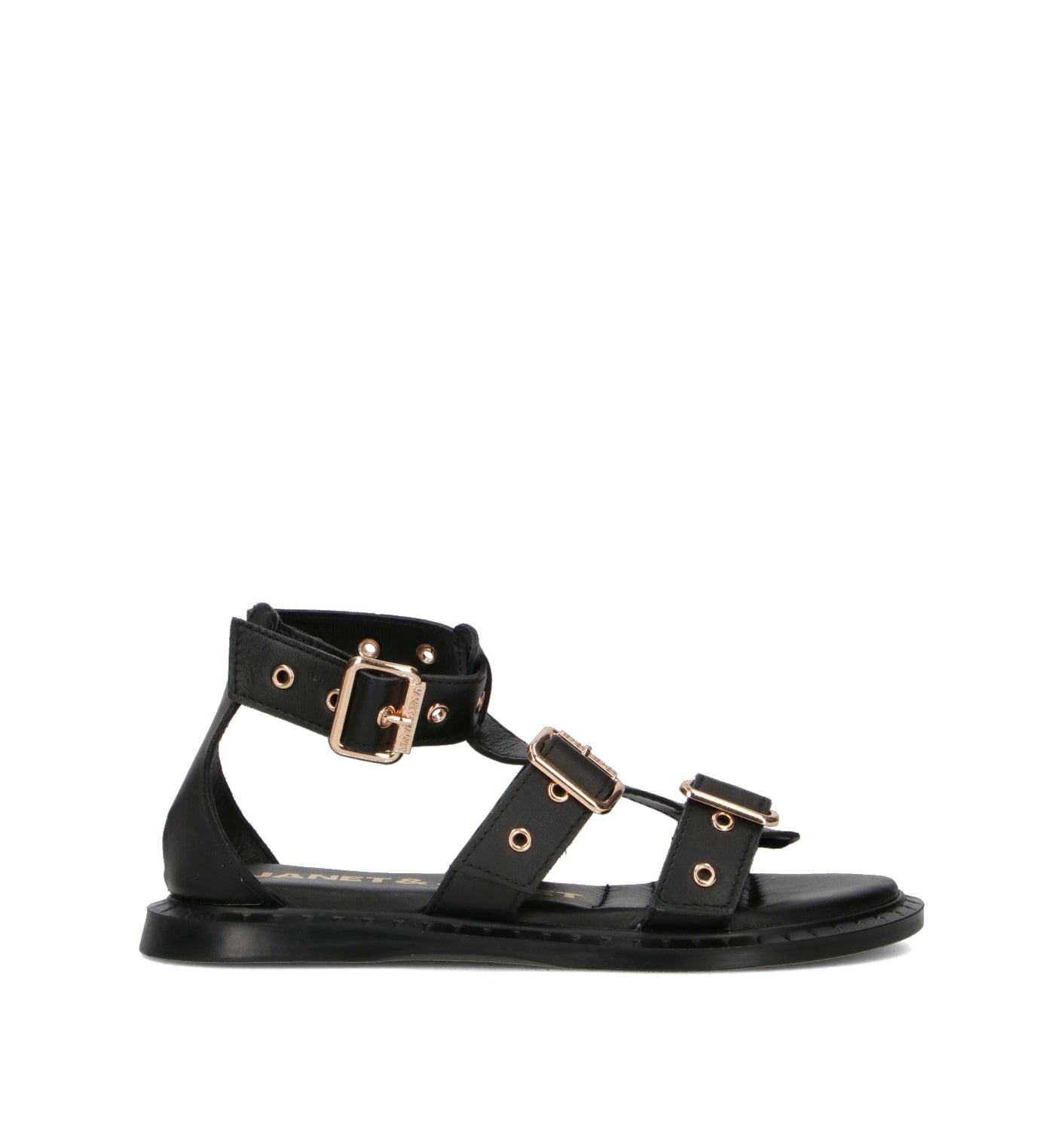 JANET&JANET Sandalo donna nero in pelle