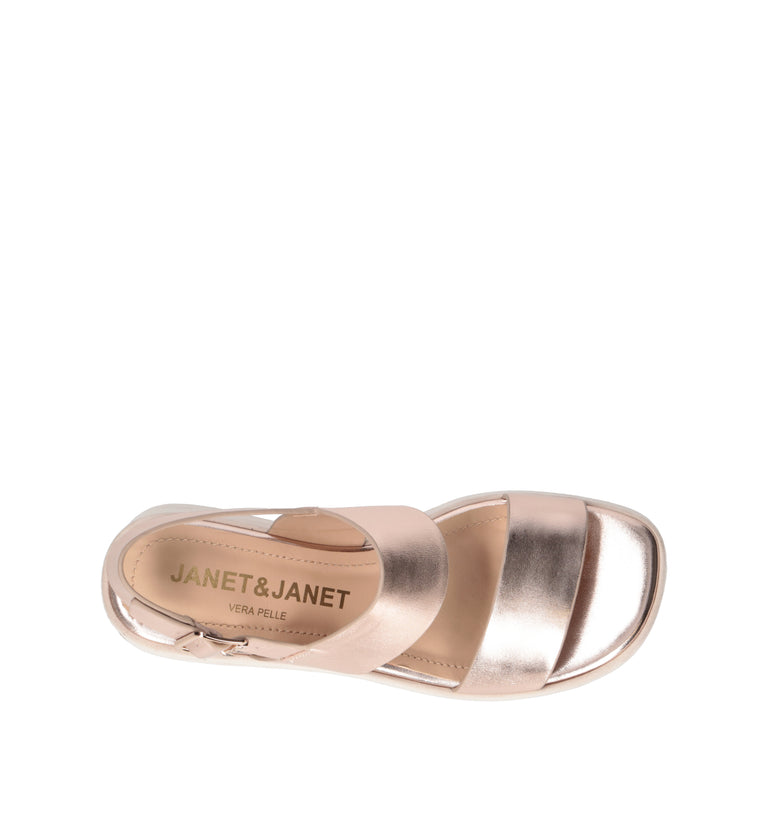 JANET&JANET Sandalo donna platino in pelle