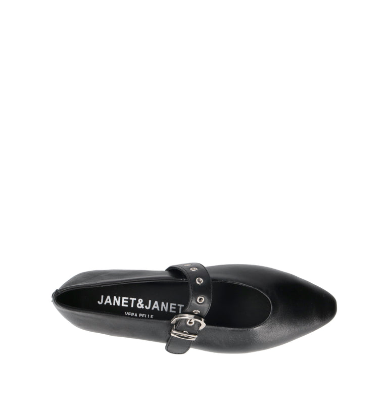 JANET&JANET Ballerina donna nera in pelle