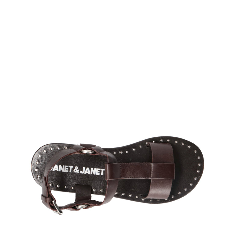 JANET&JANET Sandalo donna marrone in pelle