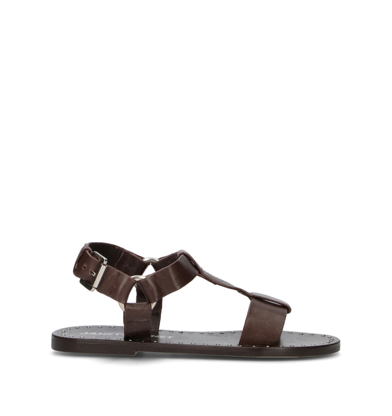 JANET&JANET Sandalo donna marrone in pelle