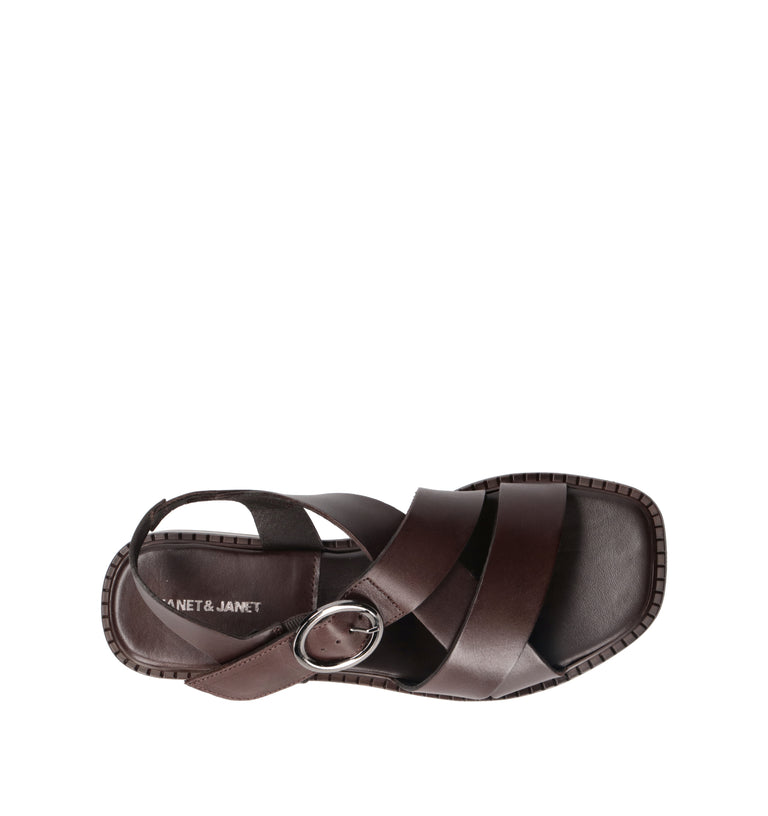JANET&JANET Sandalo donna marrone in pelle