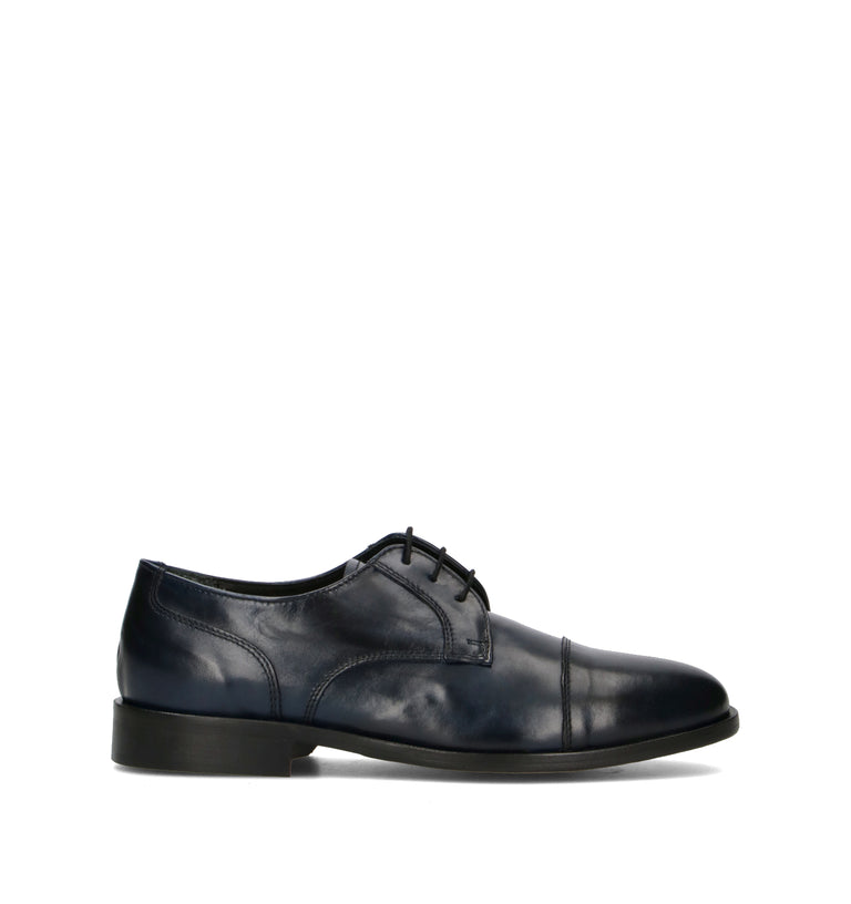 PAWELK'S Stringata uomo blu in pelle