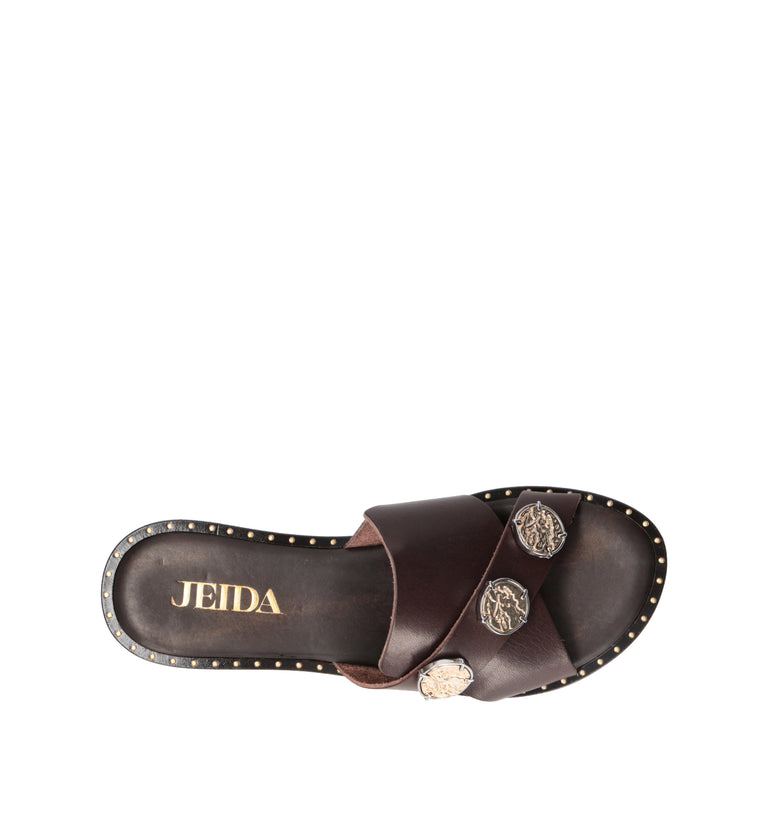 JEIDA Ciabatta donna caffè in pelle