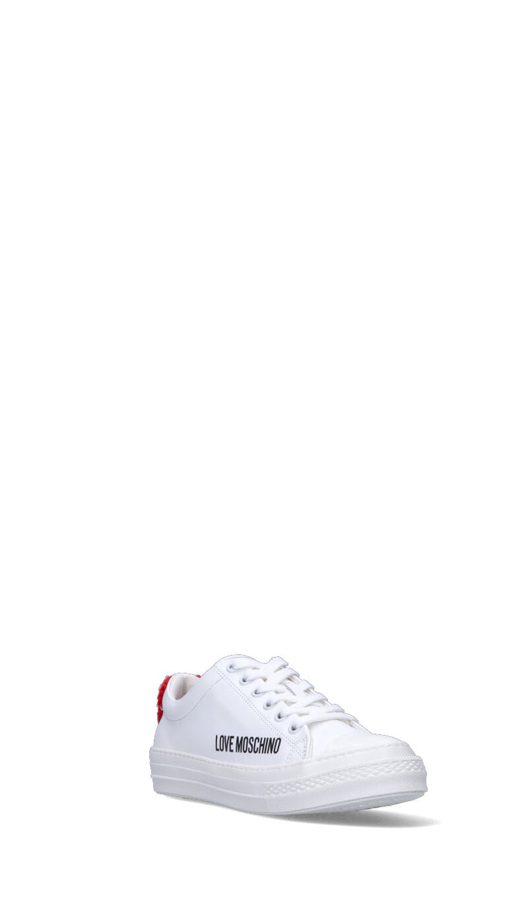 LOVE MOSCHINO Sneaker donna bianca/rossa in pelle