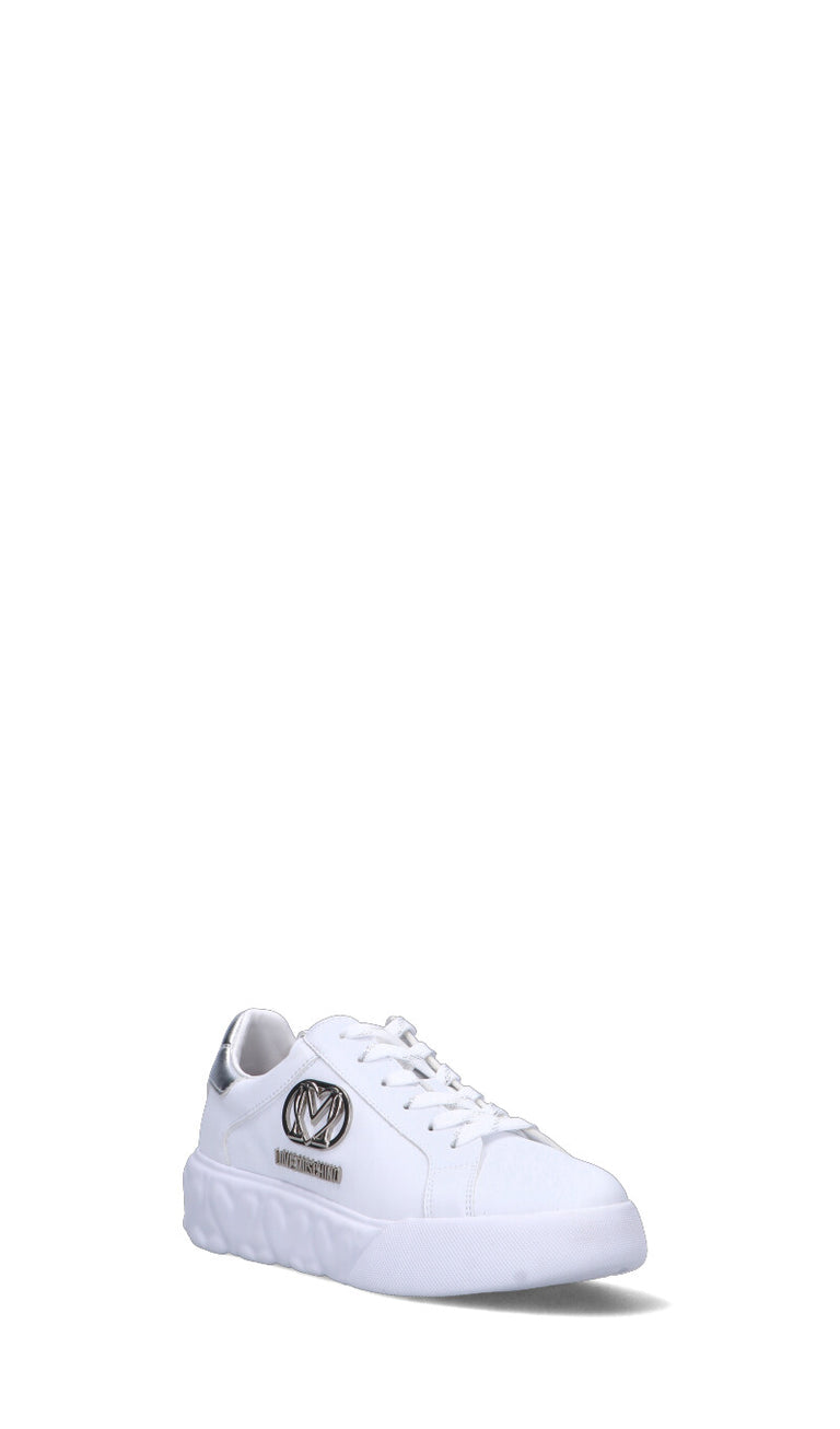 LOVE MOSCHINO Sneaker donna bianca/argento in pelle
