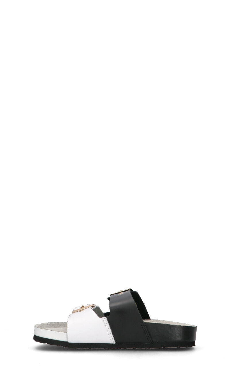 LOVE MOSCHINO Ciabatta donna bianca/nera in pelle