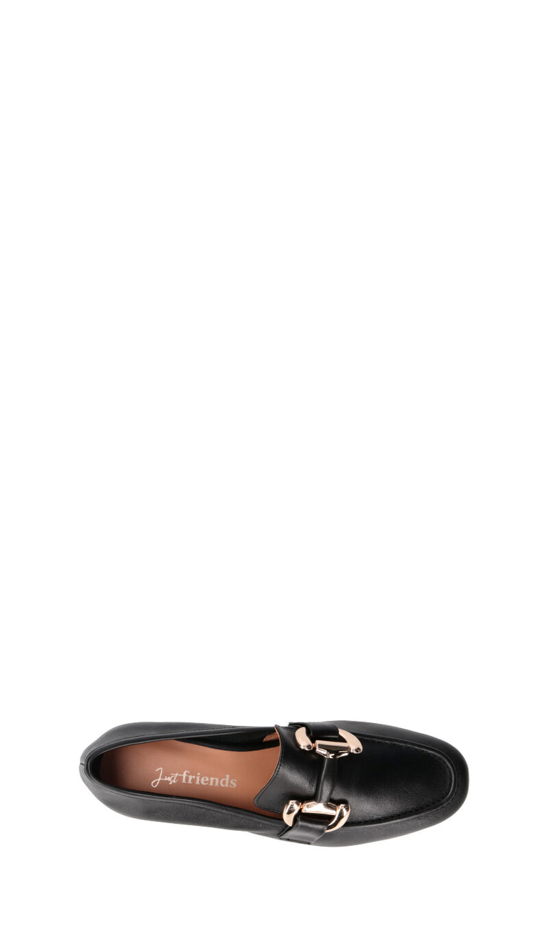 JUST FRIENDS Mocassino donna nero in pelle