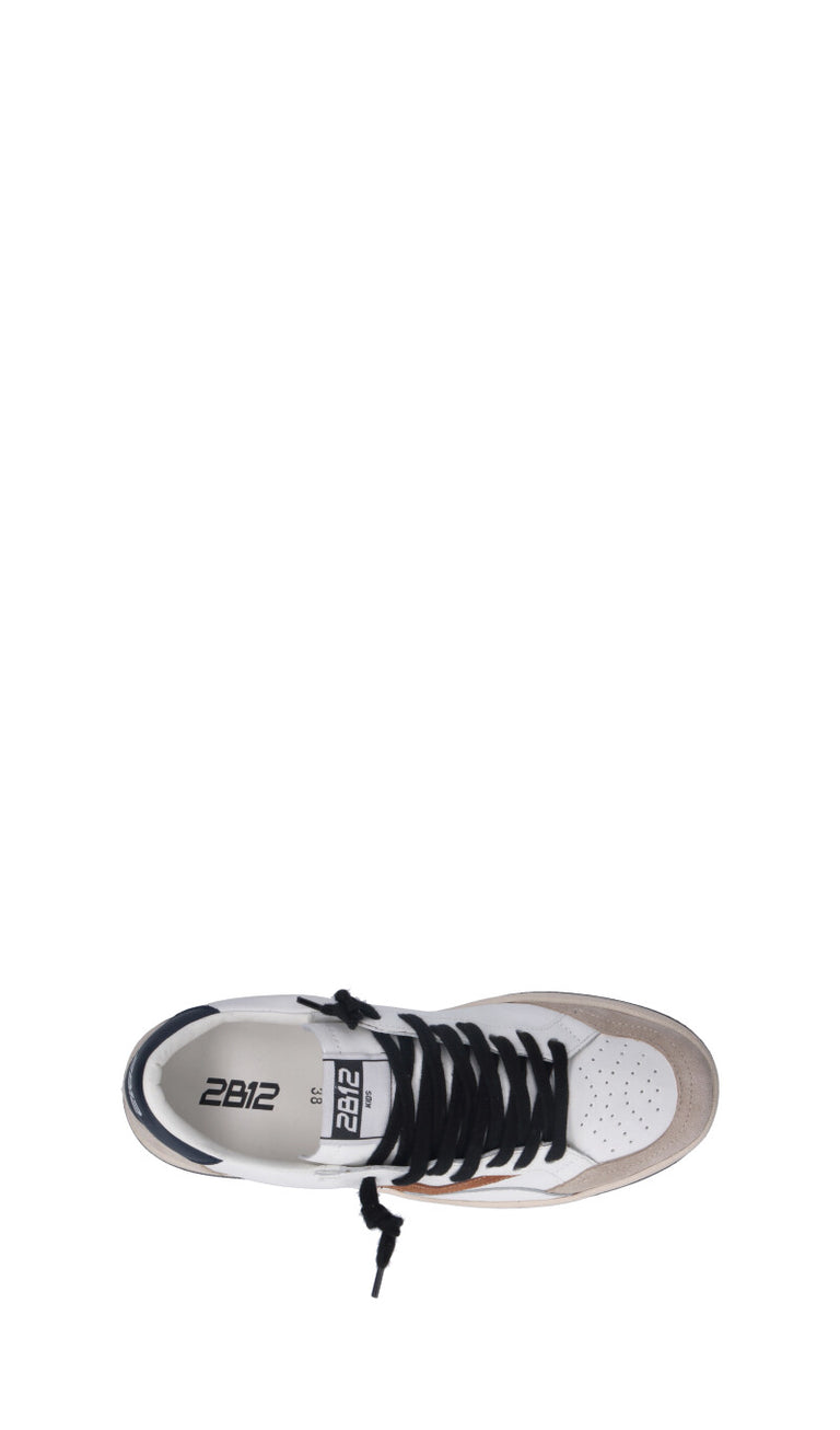 DUEBARRADODICI Sneaker ragazzo bianca/blu in pelle