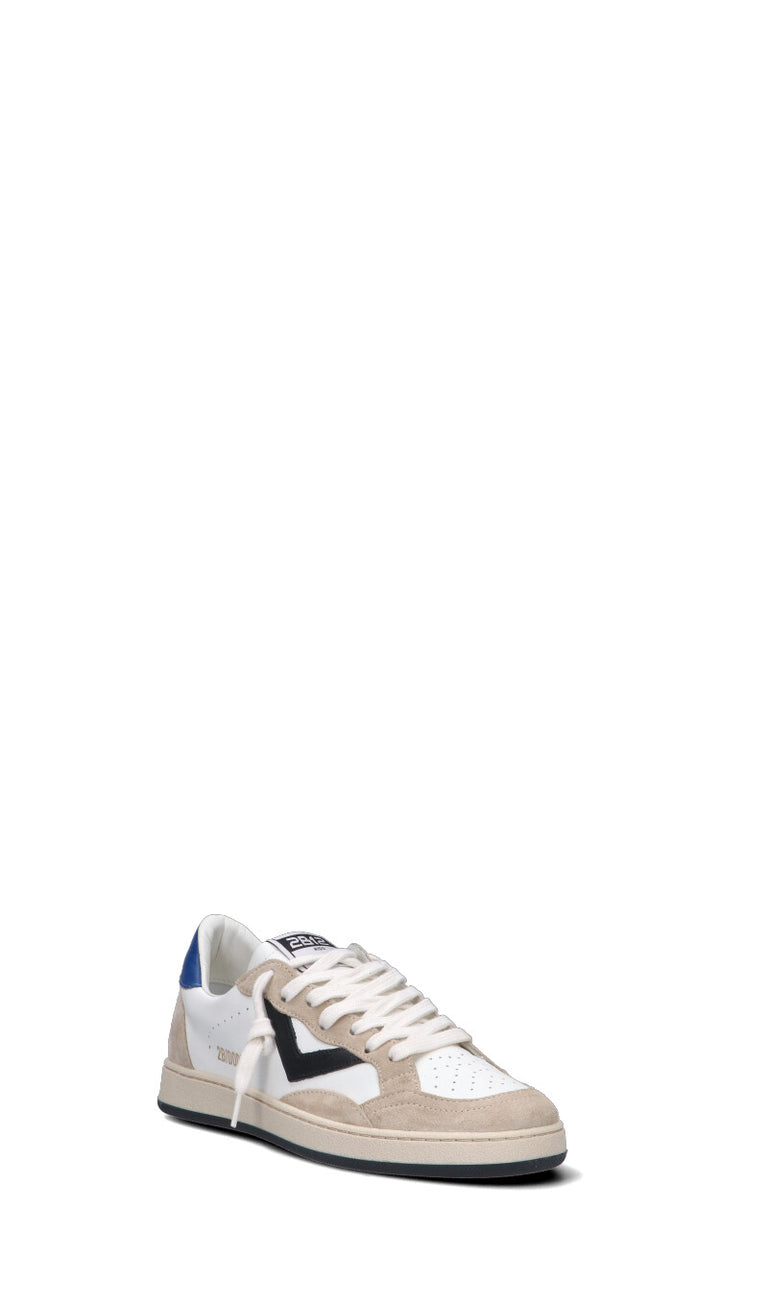 DUEBARRADODICI Sneaker ragazzo bianca/blu in pelle
