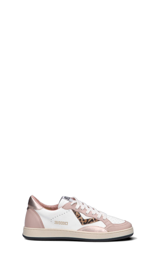 DUEBARRADODICI Sneaker ragazza bianca/rosa in pelle