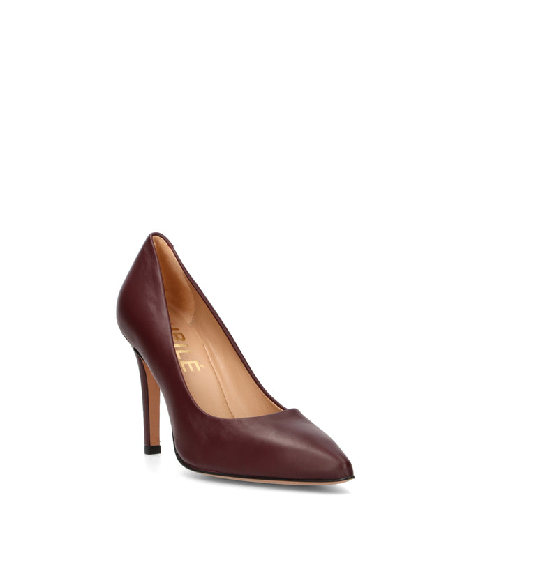 JUBILE' Décolleté donna bordeaux in pelle