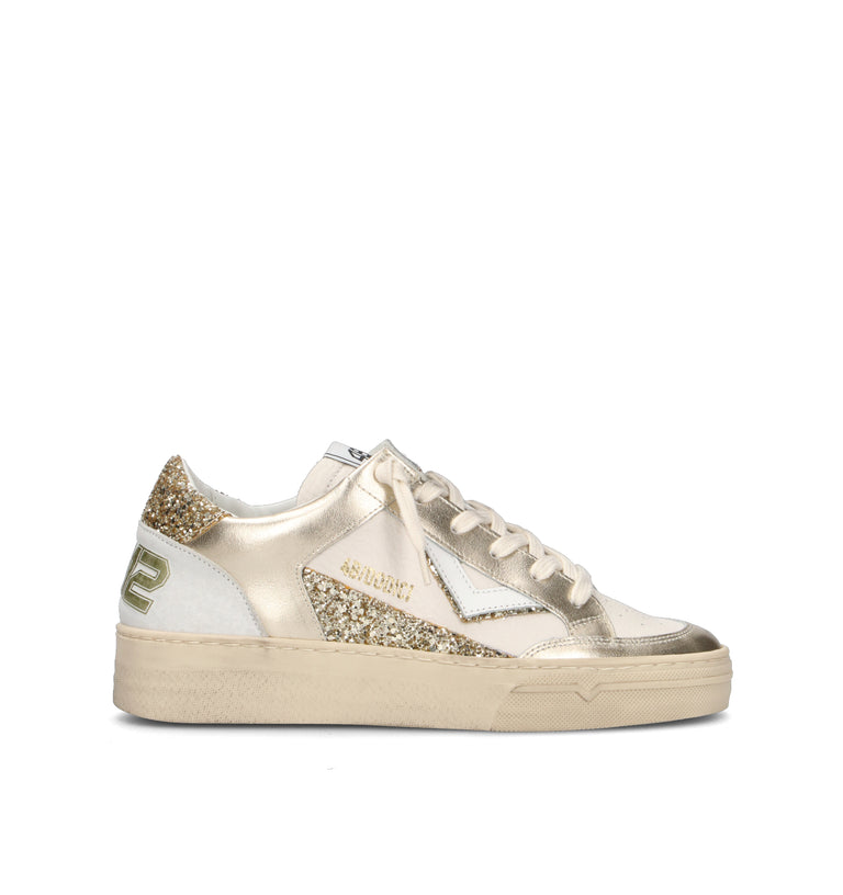 QUATTROBARRADODICI Sneaker donna bianca/oro