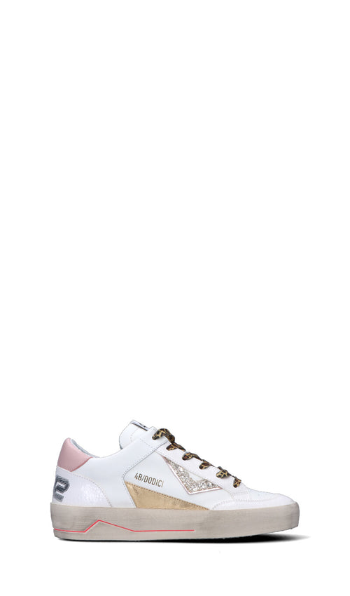 QUATTROBARRADODICI Sneaker donna bianca/rosa in pelle