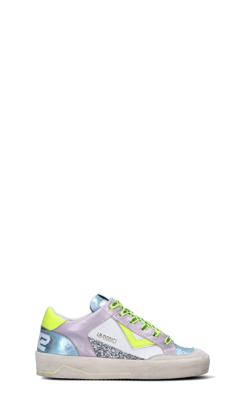 QUATTROBARRADODICI Sneaker donna bianca/rosa/gialla in pelle