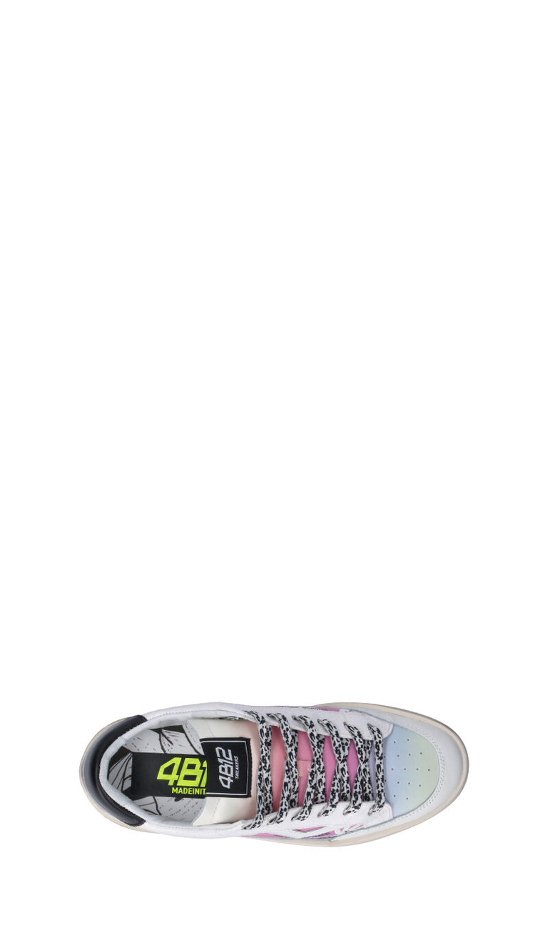 QUATTROBARRADODICI Sneaker donna bianca/rosa/nera in pelle