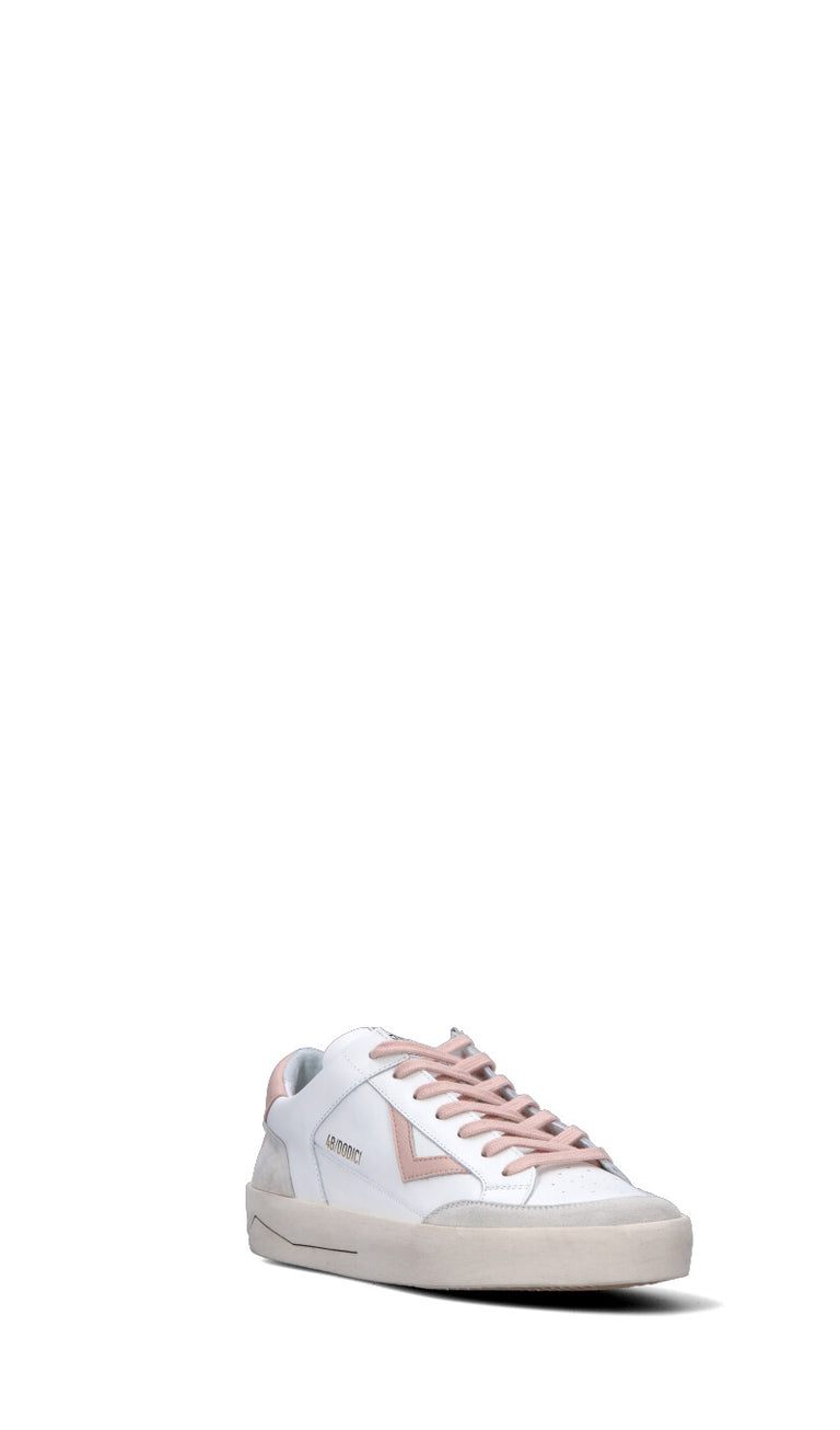 QUATTROBARRADODICI Sneaker uomo bianca/rosa in pelle
