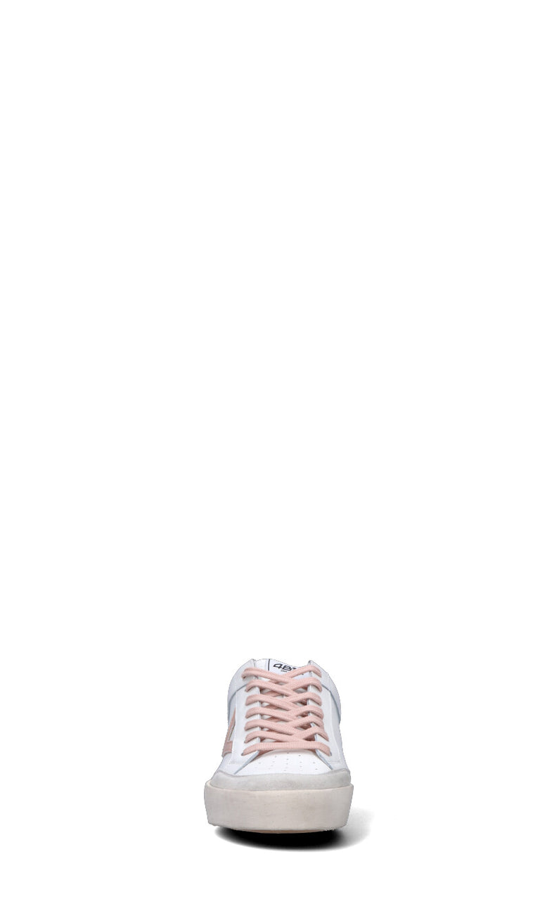 QUATTROBARRADODICI Sneaker uomo bianca/rosa in pelle