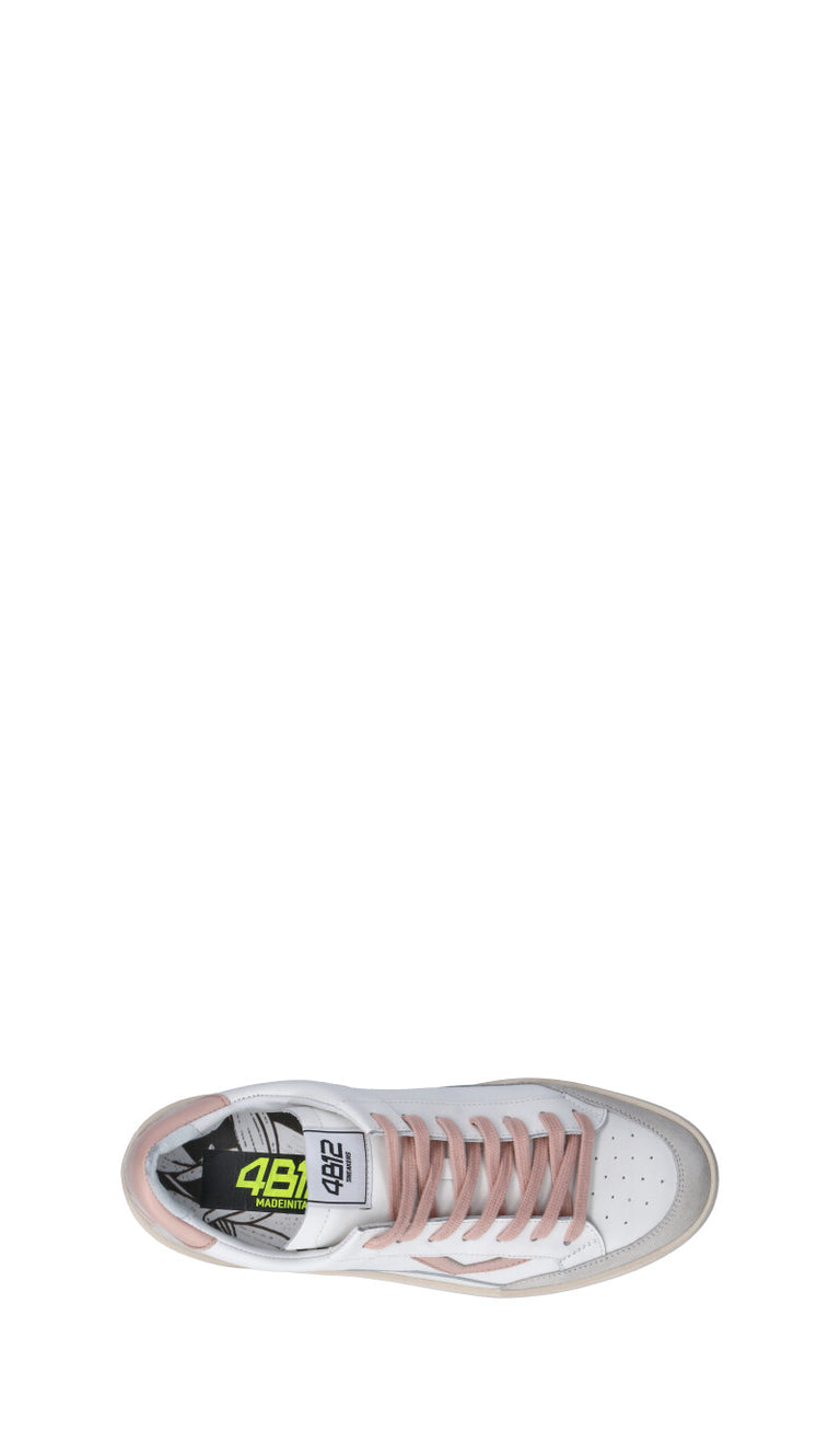 QUATTROBARRADODICI Sneaker uomo bianca/rosa in pelle