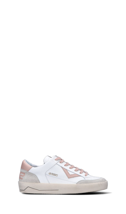 QUATTROBARRADODICI Sneaker uomo bianca/rosa in pelle