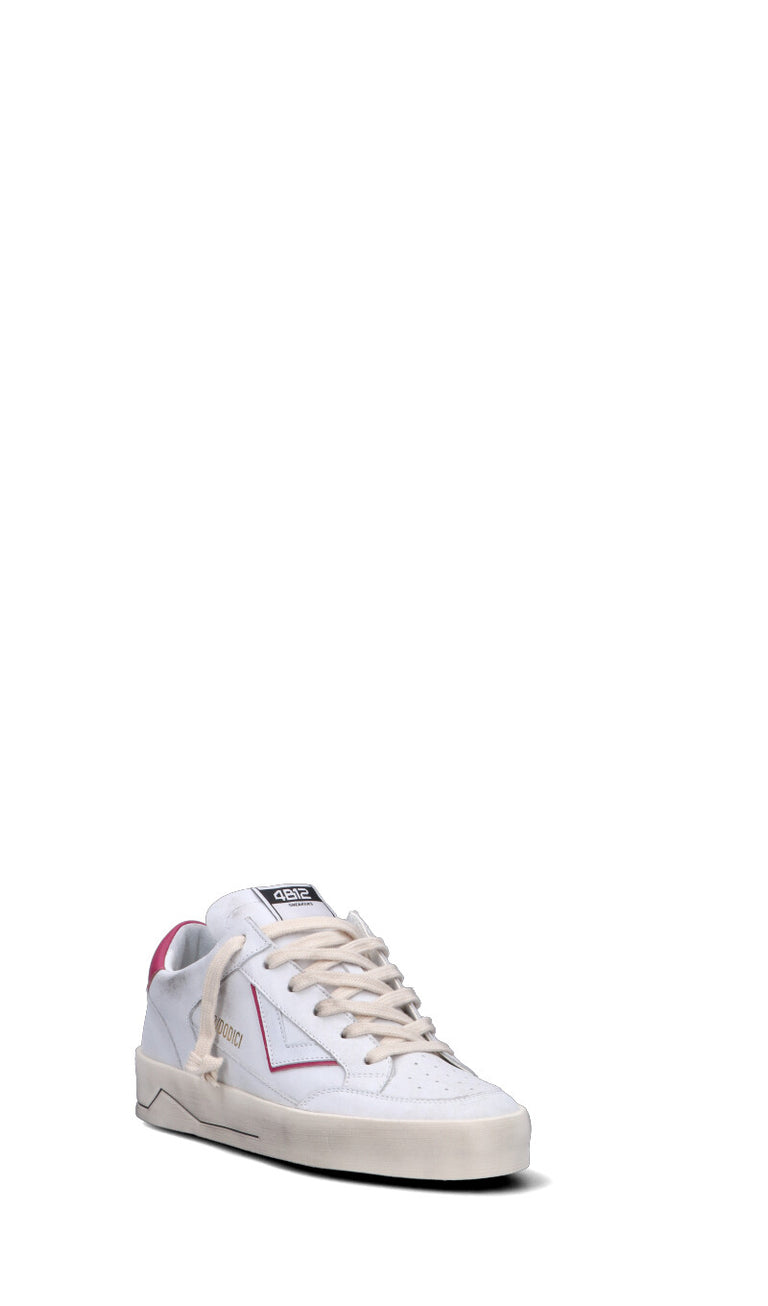 QUATTROBARRADODICI Sneaker donna bianca/fucsia in pelle