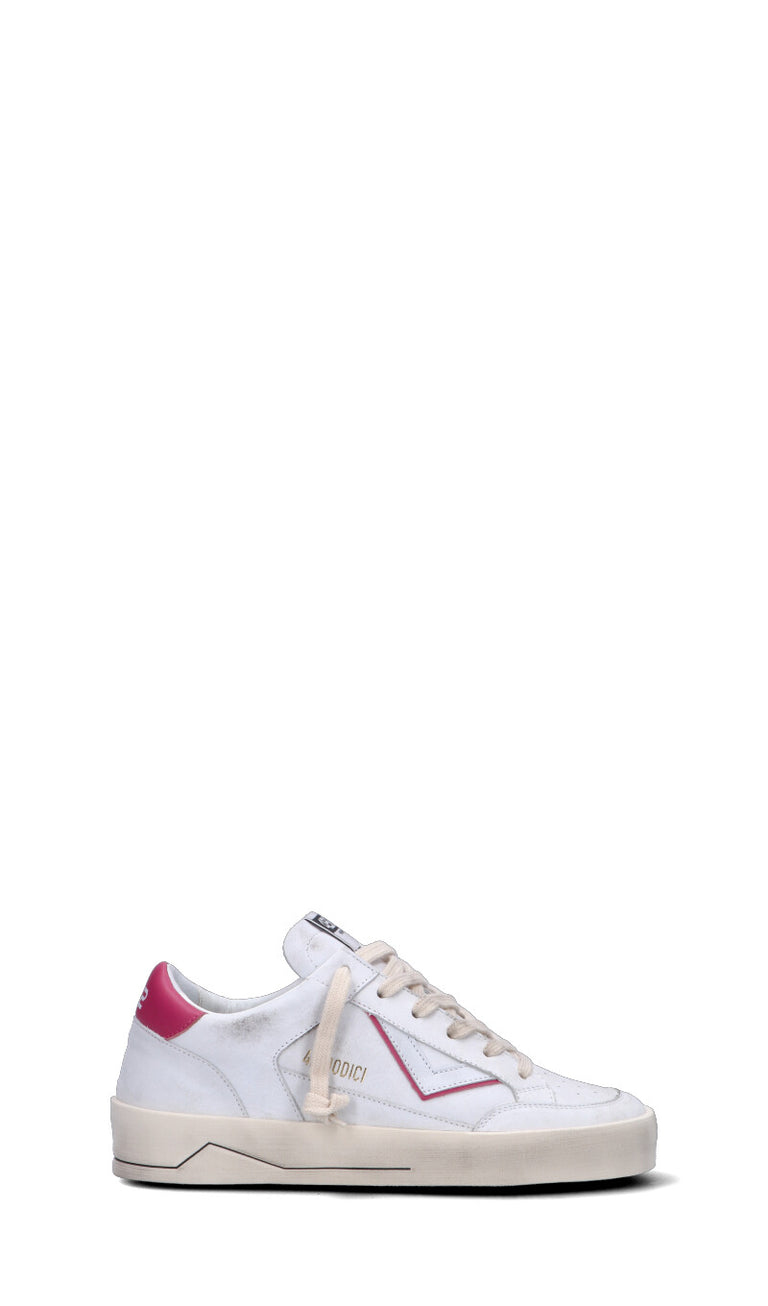 QUATTROBARRADODICI Sneaker donna bianca/fucsia in pelle