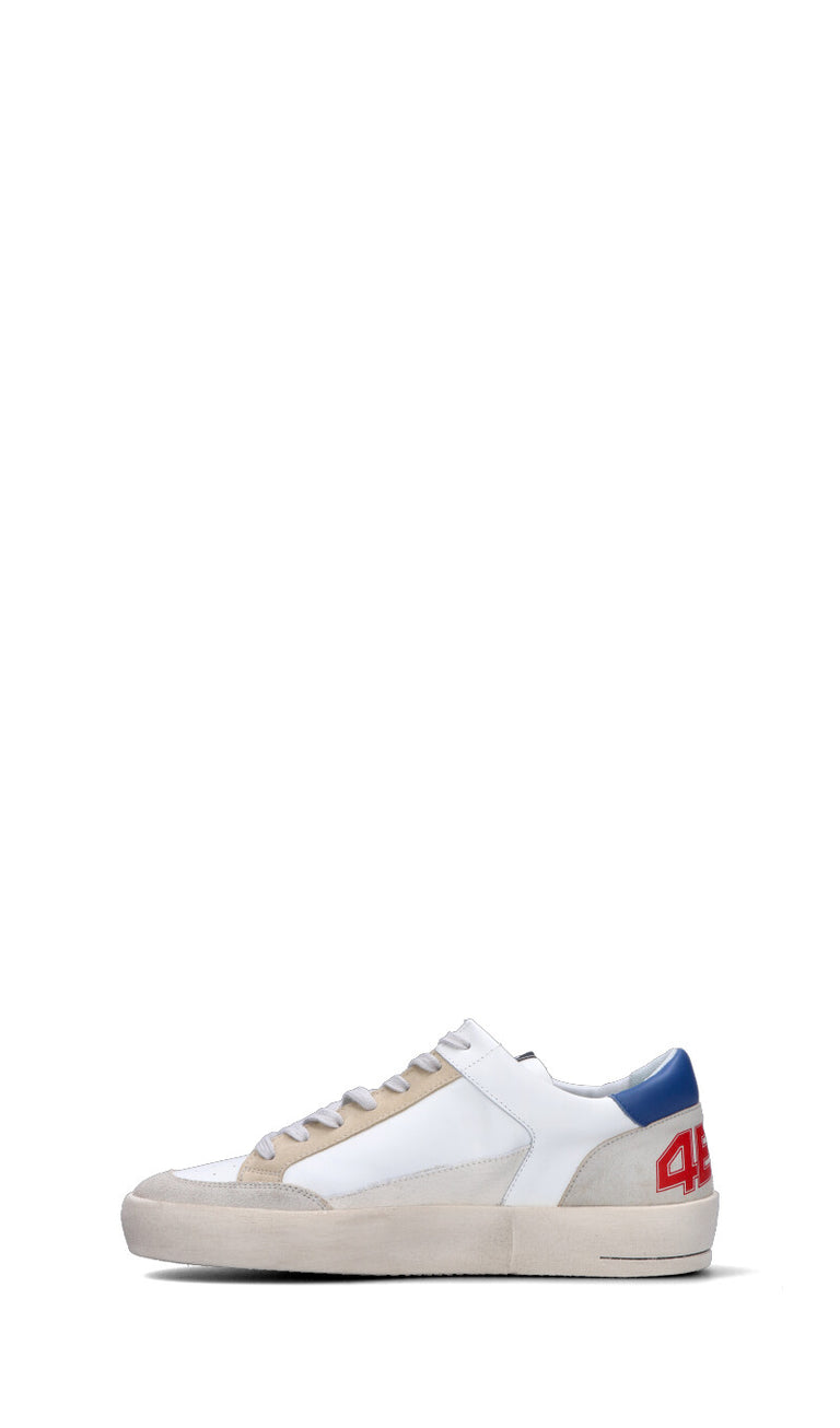 QUATTROBARRADODICI Sneaker uomo bianca/blu in pelle