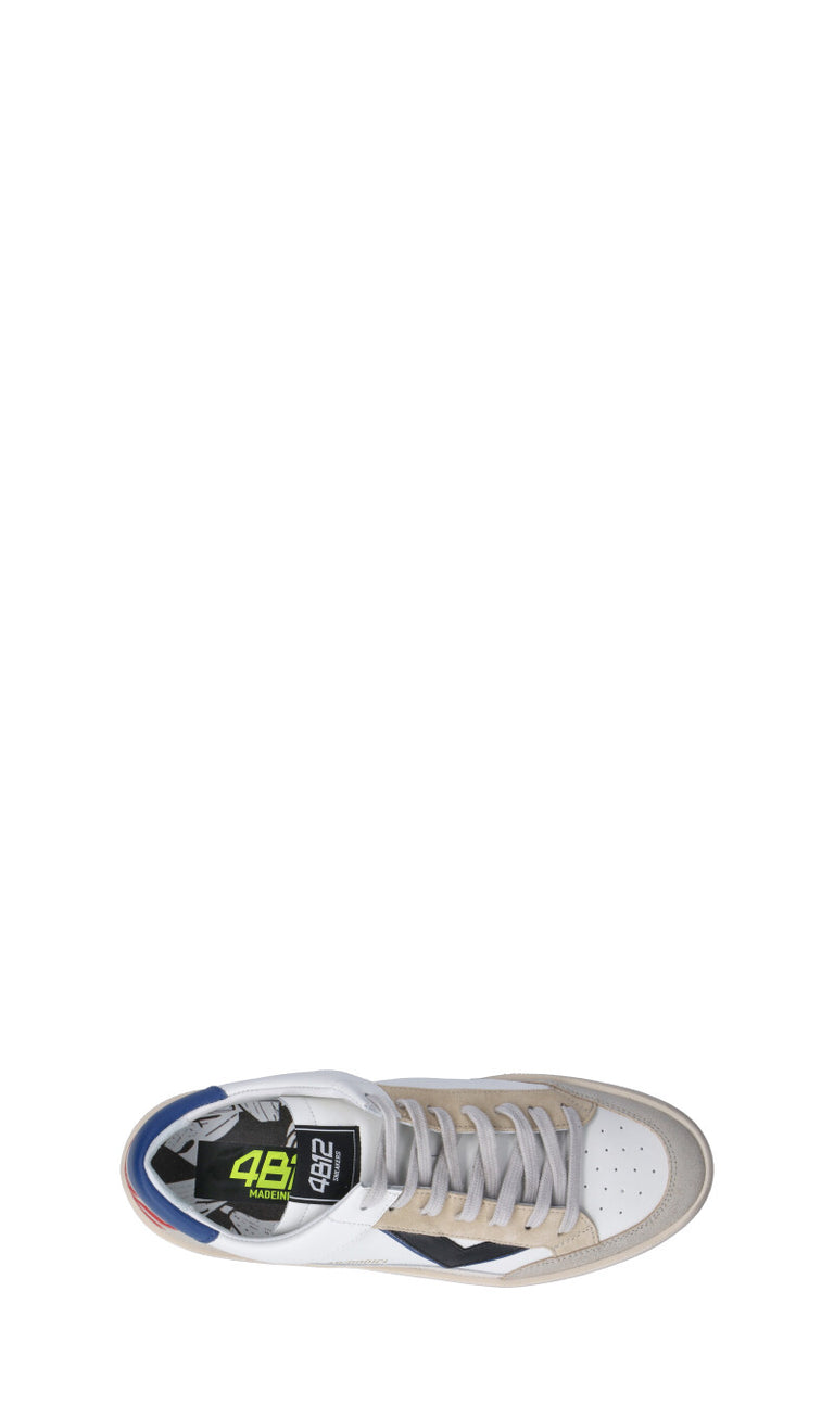 QUATTROBARRADODICI Sneaker uomo bianca/blu in pelle